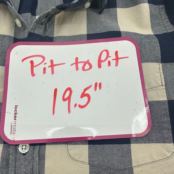 J. Crew Button Up Oxford Shirt Mens Small Slim Fit Blue Tan Buffalo Plaid Rustic - Picture 4 of 5